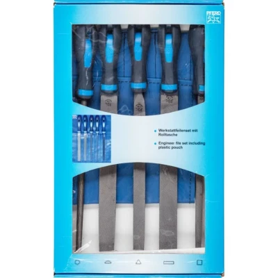 Image of PFERD Workshop File Set in PVC Roll Bag with Outer Box, 5 Files, Cross Cut H1, 250 mm, 11801541 Suitable for Coarse Cutting and Roughing