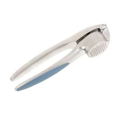 Image of Wiltshire Colour Rush Garlic Press, Chrome Plated, Anti Slip Soft Grip Handle, Kitchen Crusher, Mincer, Heavy Duty, Strong and Durable, Easy to Use, Blue, 15.8x3.9x2.8cm