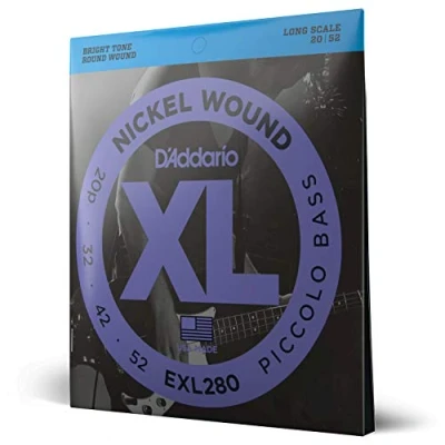 Image of D&#039;Addario Bass Guitar Strings XL Nickel EXL280 Perfect Intonation, Consistent Feel, Powerful Durability For 4 String Guitars 20 52 Piccolo, Long Scale