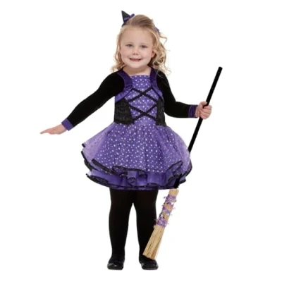 Image of Smiffys Toddler Pretty Star Witch Costume, Purple with Dress &amp; Headband, Halloween Child Fancy Dress, Up Costumes