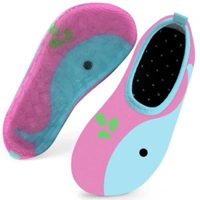 Image of Kids Swim Water Shoes for Girls Toddlers Baby Aqua Socks Quick Dry Pool Beach Barefoot Children（Pink Whales 28/29
