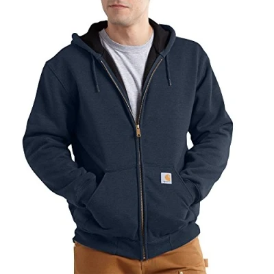Image of Carhartt Men&#039;s Rutland Thermal Lined Zip Front Sweatshirt Hoodie (Big &amp; Tall), New Navy, XL