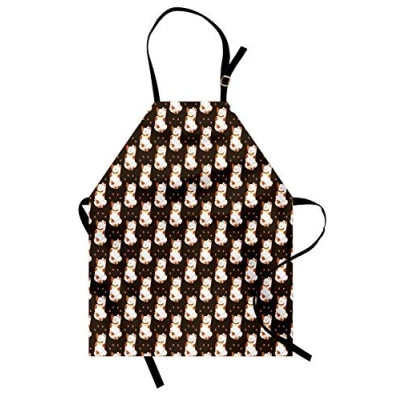 Image of ABAKUHAUS Japanese Cat Apron, Calm Maneki Neko, Unisex Kitchen Bib Apron with Adjustable Neck for Cooking Baking Gardening, Grey Multicolor
