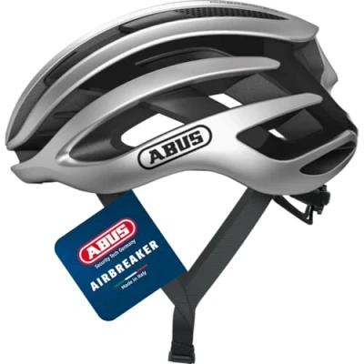 Image of ABUS AirBreaker Racing Bike Helmet High End for Professional Cycling Unisex, Men and Women Silver, Size L