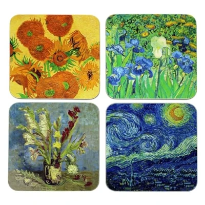 Image of The Leonardo Collection Van Gogh Coasters Set of 4 For All Modern Kitchen &amp; Offices Designed By Vincent Types Cups Mugs