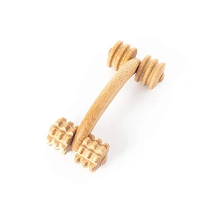 Image of Tuuli Accessories Massage Muscle Roller Tool Massager for Back Neck Shoulder Arms Legs Body Wooden 18 x 7 6 cm
