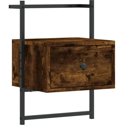 Image of vidaXL Bedside Cabinet Wall mounted Smoked Oak 35x30x51 cm Engineered Wood