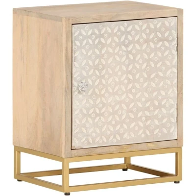 Image of vidaXL Bedside Cabinet 40x30x50 cm Solid Wood Mango and Iron