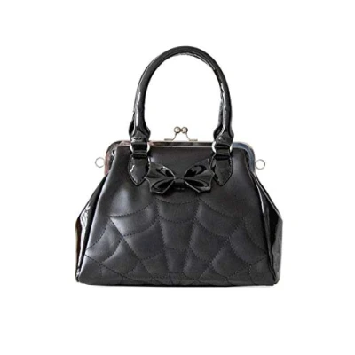 Image of Banned Alternative Women Femme Fatale Spider Web Handbag One Size Black