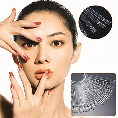 Image of 50PCS Display Nail Art Key Ring Wheel Fan Polish Practice Color Pop Tip Sticks Swatch Gel Salon Displays Tools with Metal