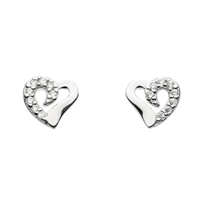 Image of Dew Sterling Silver and Cubic Zirconia Heart Stud Earrings
