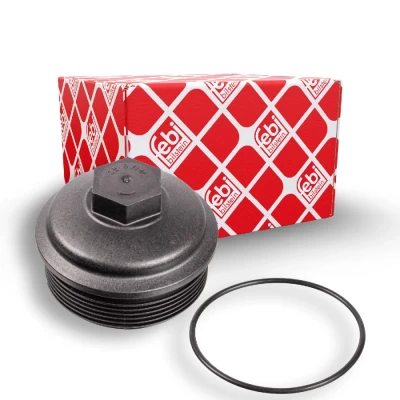 Image of 045115433B, 045115433E, 45115433B, 45115433E Cover, oil filter housing FEBI BILSTEIN 39699 91mm with seal ring VOLKSWAGEN: Golf 5, Polo IV Hatchback