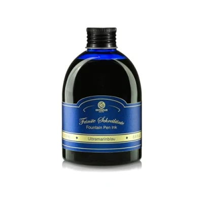 Image of Octopus fountain pen ink in practical refill bottle, writing for pen, ink, calligraphy Ultramarine Blue 250ml