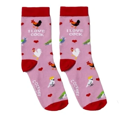 Image of Cockney Spaniel I LOVE COCK 1 pair of matching socks UK 4 8 EUR 37 42 US 6.5 10.5