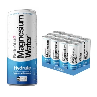 Image of BetterYou Magnesium Mineral Water, Hydrate, Rapid Replenishment for Exercise Recovery and Stress Relief, Boosts Cellular Fuel, Glycinate with Citrus Botanicals, Pack of 12, 250 ml