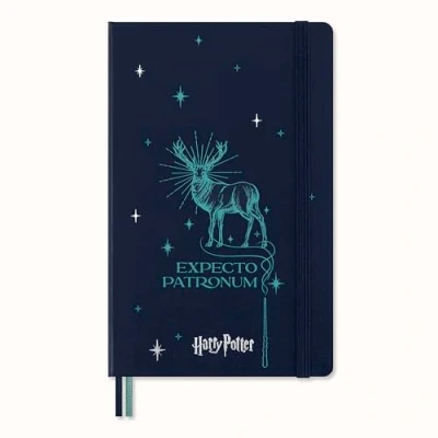 Image of Moleskine Wizarding World Harry Potter Spells Collection Patronum Notebook, Ruled Notebook with Phosphorescent Hardcover and Custom Endpapers, Large Size 13 x 21 cm