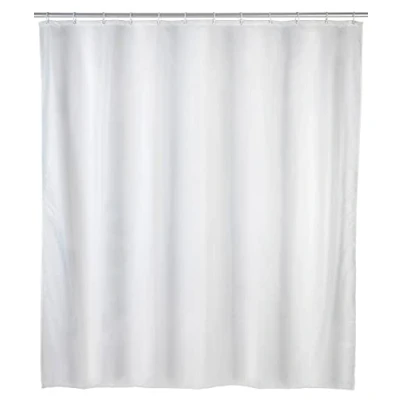 Image of WENKO Shower curtain single colour White 120 x 200 cm waterproof, easy to clean, Polyethylene, cm,