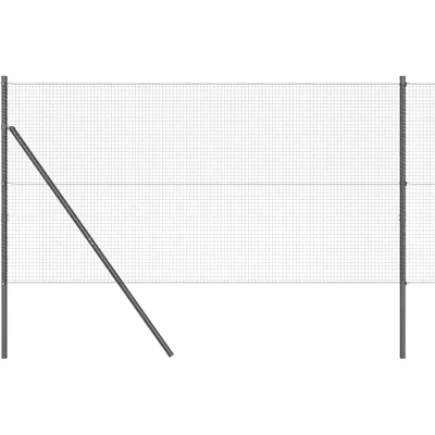 Image of vidaXL Welded Wire Fence with 7 Posts Grey 1.4x10 m Steel