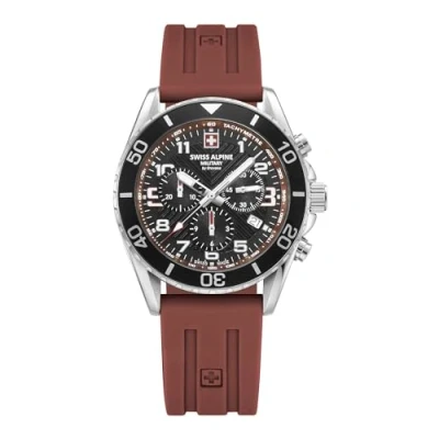 Image of swiss alpine military Men&#039;s Watch Chronograph Analogue Quartz 7029.9 Silicone, Steel/Silicone/Sw Red 9836sam, Strap.