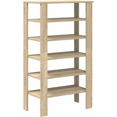 Image of vidaXL Shoe Rack Engineered Wood Sonoma Oak Finish 61x32x105 cm Modern/Compact Organizer/Shelving Unit for Entryways, Bedrooms &amp; Living Spaces
