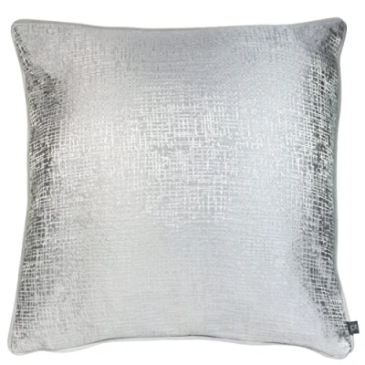 Image of Prestigious Textiles Cinder Metallic Jacquard Cushion Silver Cotton One Size