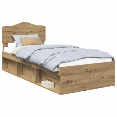 Image of vidaXL Bed Frame Artisian Oak 100 x 200 cm Solid Pine Wood
