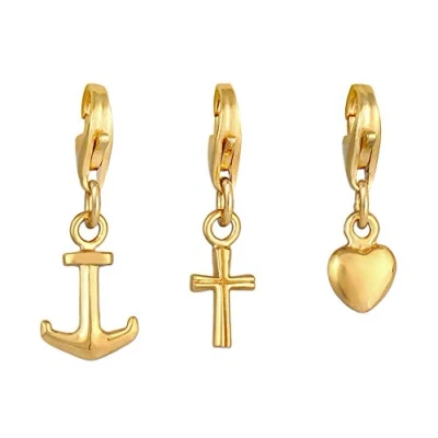 Image of Nenalina Cross Anchor and Heart Lobster Clasp Charm Pendant for Bracelet Made of 925 Sterling Silver 0408491820,