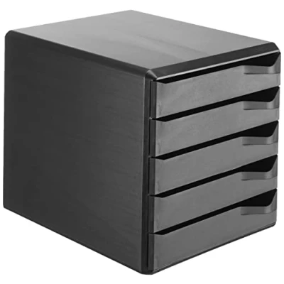 Image of Leitz 5 A4 Drawer Cabinet, Organiser, Post Set, All Black