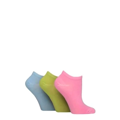 Image of Women&#039;s 3 Pair SOCKSHOP Patterned, Striped, Plain, Ribbed and Mesh Bamboo Trainer Socks Ocean View Plain 4 8