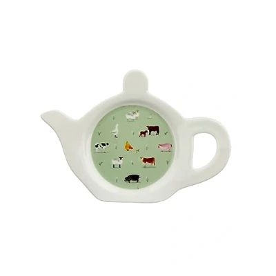 Image of Puckator Willow Farm Porcelain Teapot Shaped Tea Bag Dish Holder Storage Tidy Sachet Used and Coffee Accessories
