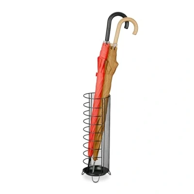 Image of Relaxdays Umbrella Stand, 52.5 x 13.5 cm, Metal, Square, Brolly Holder, Modern Design, Hallway Storage, Black, Steel