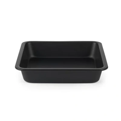 Image of Salter BW12553EU7 Bakes Square Cake Tin 23 cm Non Stick Brownie Baking &amp; Roasting Pan, Deep Mould, Oven Safe Up to 220C, PFOA Free, Bakeware for Brownies/Birthday/Wedding Cakes, Black