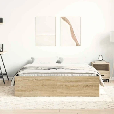 Image of vidaXL Bed Frame without Mattress Sonoma Oak 140x200 cm