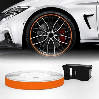 Image of Refractive Wheel Trim for Car Wheels with Applicator Tool, Orange