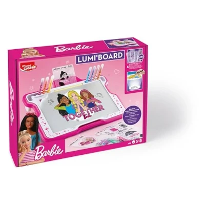 Image of Maped Creative Light Table, Alternator Lumi&#039;board Barbie, with 250 x Barbie Motifs on 30 Sheets, from 5 Years