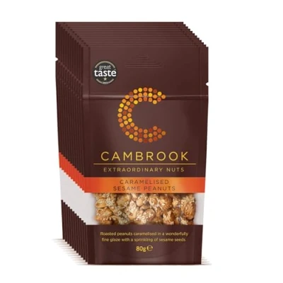 Image of Cambrook Caramelised Sesame Peanuts, 80g Bags, Pack of 9
