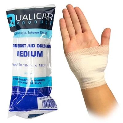 Image of 5X Qualicare Medium Bandages Sterile Wound/Injury Dressing Wraps HSE 12cm x