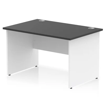 Image of Impulse 1200x800mm Straight Office Desk Black Top White Panel End Leg