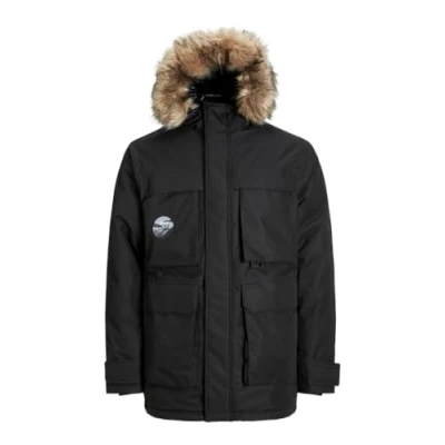 Image of JACK&amp;JONES PLUS Men&#039;s Jjstar Parka Jacket Pls, Black, XXXL