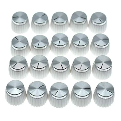 Image of Dopro 20pcs Guitar AMP Amplifier Push on fit Knobs White with Chrome Cap for Marshall