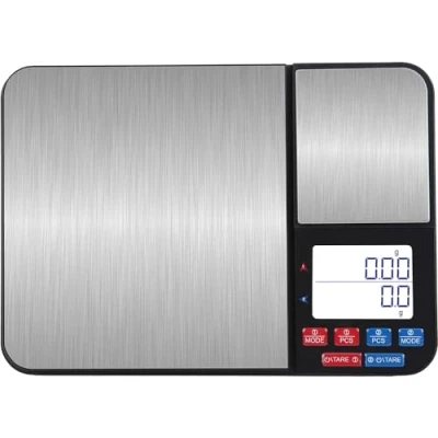 Image of Dual Platform Precision Scale Digital Kitchen Scales, Premium Food Weighing Scales with LCD Display, up to 1g (10kg Maximum Weight),