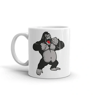 Image of Awesome Angry Gorilla Mug Gift Monkey Ape Kids Mascot Grumpy Dad Brother #4136