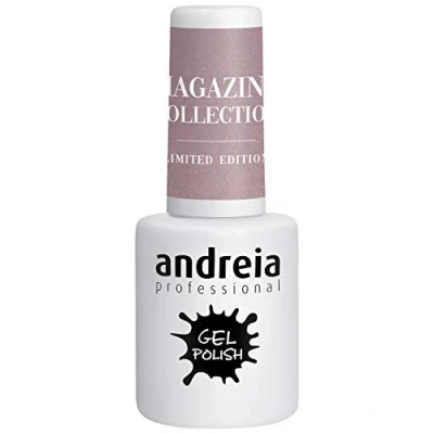 Image of Andreia Semi Permanent Nail Gel Polish for UV/LED Lamp Intense Shine and 4 weeks Lasting Manicure Varnish Magazine Collection Colour MZ6 Grey Nude Shimmer 10.5ml