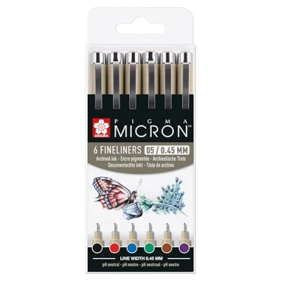 Image of SAKURA Pigma Micron 14 Fineliners Black 003,005,01,02,03,04,05,08,10,12,1 mm, 2.0 3.0 Brush