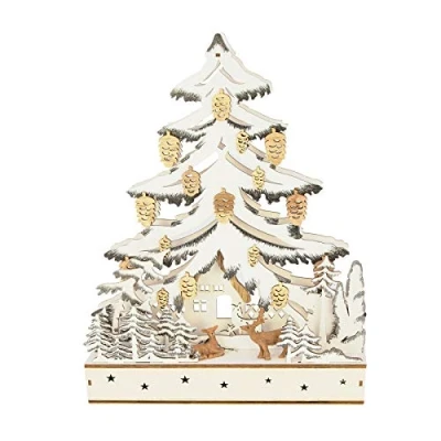 Image of Christmas Workshop LED Wooden Tree Forest Scene