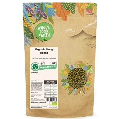 Image of Wholefood Earth Organic Mung Beans 1kg GMO Free Vegan High Fibre Protein Certified
