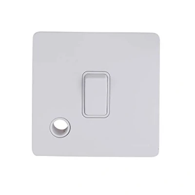 Image of Schneider Electric Ultimate Screwless Flat Plate Single Light Switch with Flex Outlet, Double Pole, 20AX, GU2413WPW, Painted White Insert
