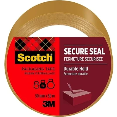 Image of Scotch Secure Seal Packaging Tape Brown 50 mm x m 1 Roll/Pack Ideal for Packing Boxes and Parcels, May Vary