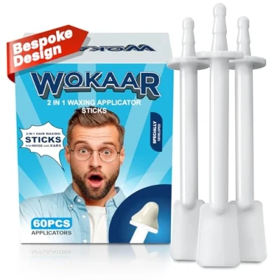 Image of Nose Waxing Sticks from Wokaar, Bespoke and Ear Hair Wax Kit Applicators Accessories for Easy Effective Face Eyebrows Nasal Ears Removal Perfect Refill Pack, Wipes Sold Separately