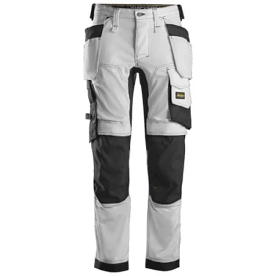 Image of Snickers AllroundWork Stretch Trousers Holster Pockets White/Black 46